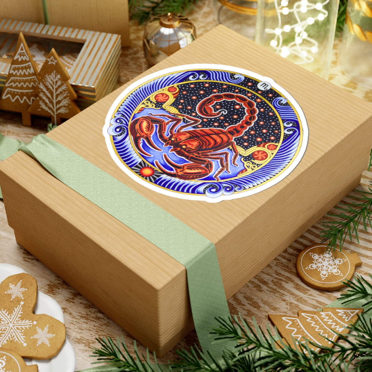 Scorpio Zodiac Kiss-Cut Sticker - Hand-Drawn Celestial Design (Non-AI)