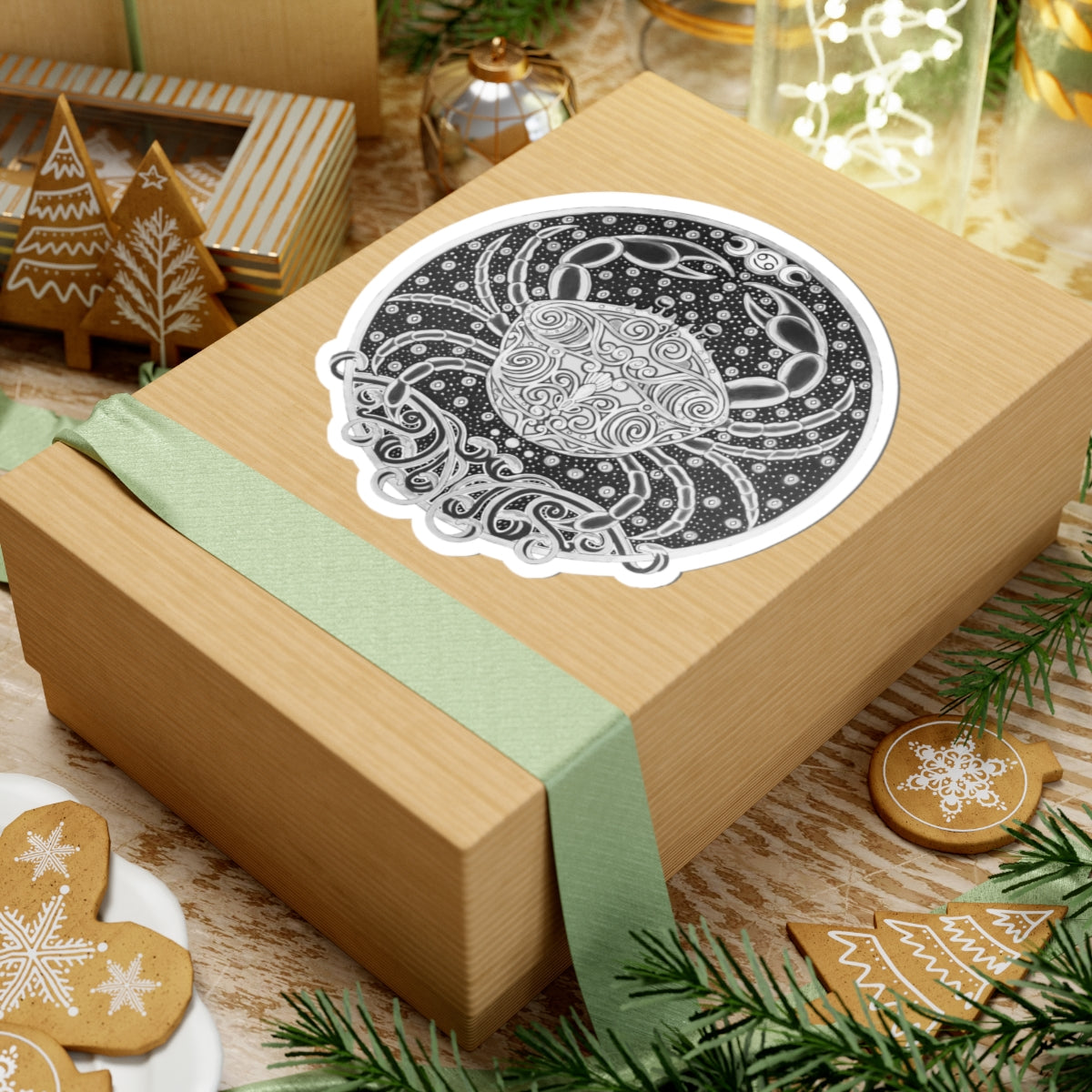 Cancer Kiss-Cut Sticker - Hand-Drawn Celestial Design (Non-AI) Universal