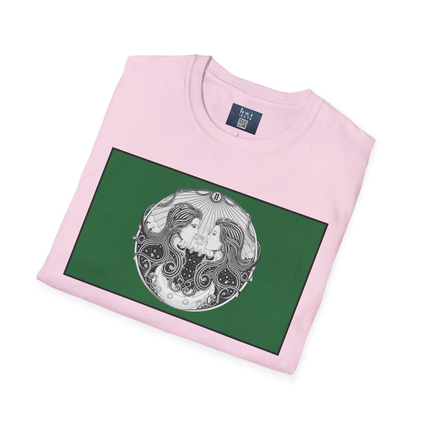 Gemini Zodiac Softstyle T-Shirt - Hand-Drawn Celestial Design (Non-AI) Universal