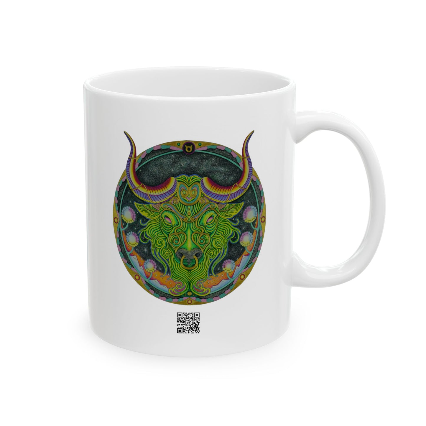 Taurus Zodiac Mug - Hand-Drawn Celestial Design (Non-AI)