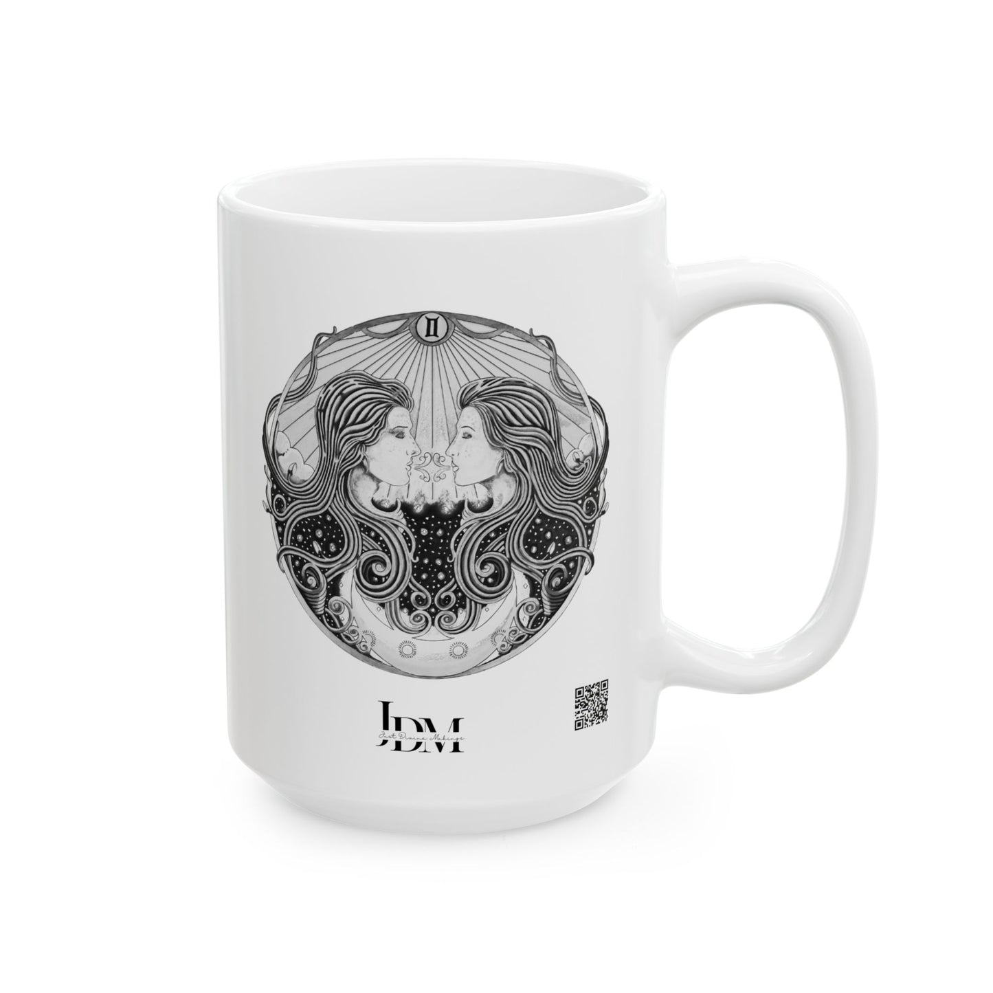 Gemini Zodiac Mug - Hand-Drawn Celestial Design (Non-AI) Universal
