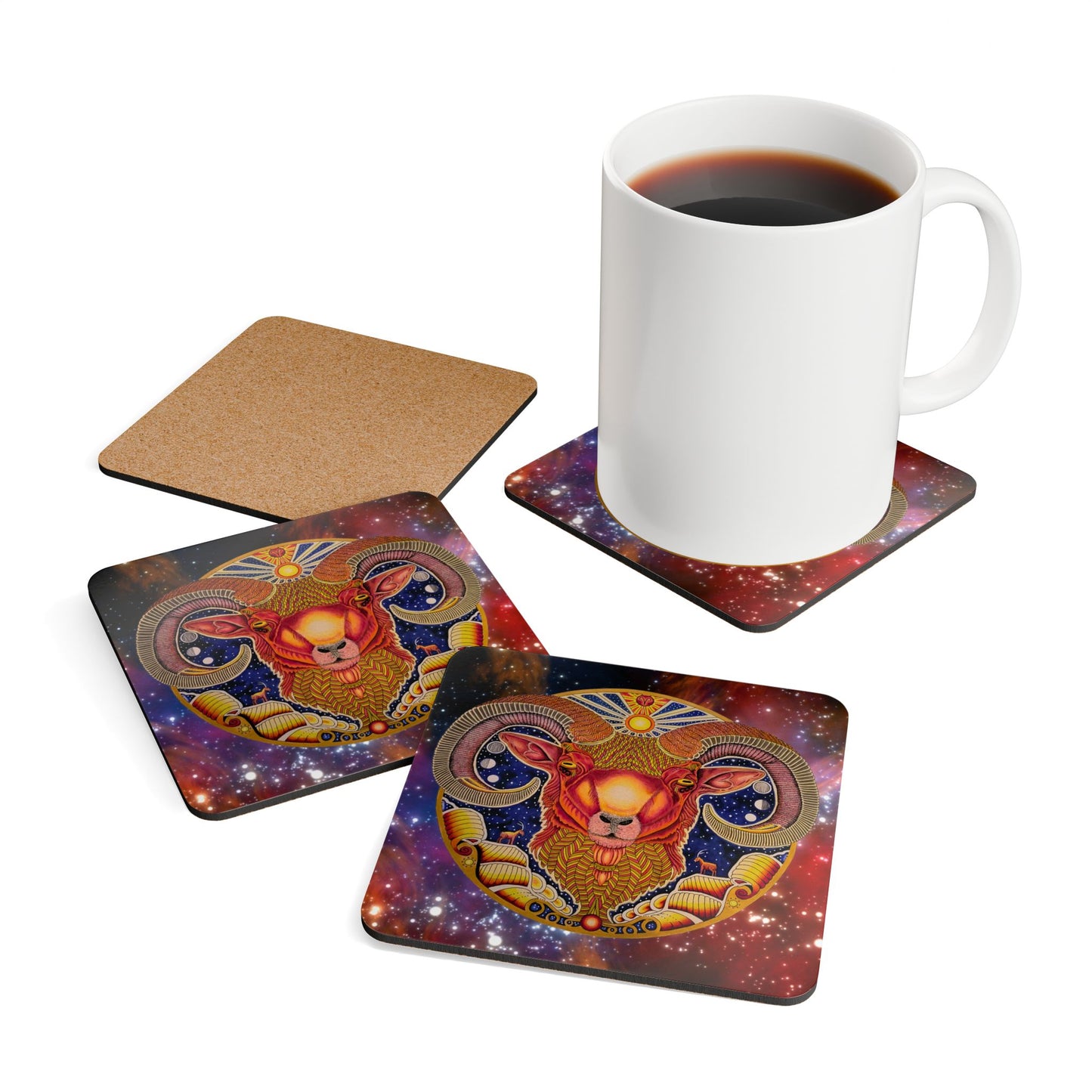 Celestial Zodiac Coaster Set - Astrology Art, Horoscope Gifts, Home Bar Decor, Unique Housewarming Present, Cosmic Drink Coasters