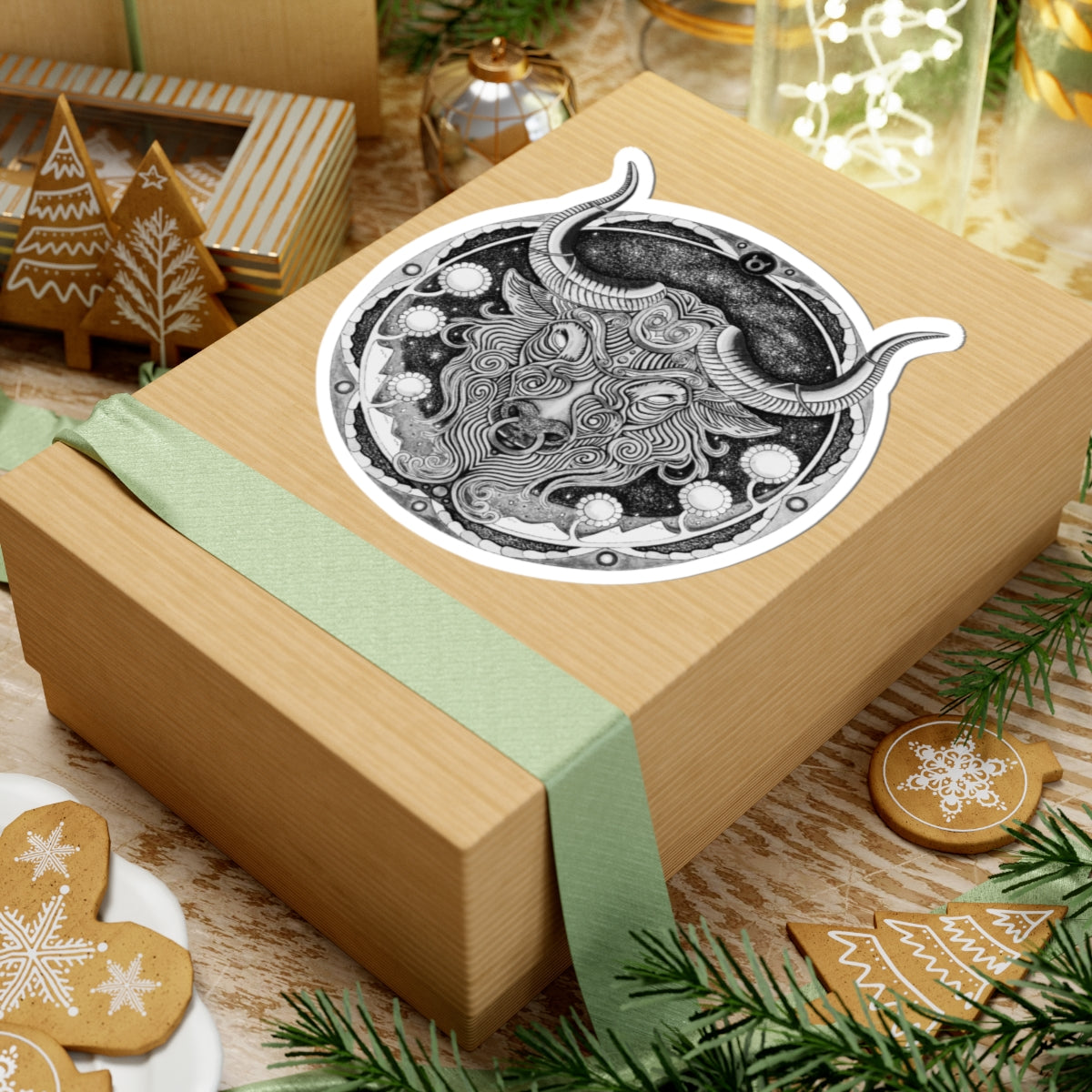 Taurus Zodiac Kiss-Cut Sticker - Hand-Drawn Celestial Design (Non-AI) Universal