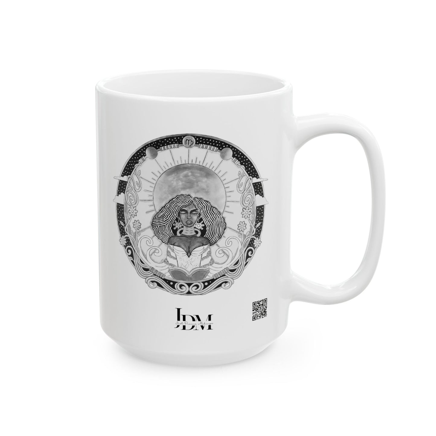 Virgo Zodiac Mug – Hand-Drawn Celestial Design (Non-AI) Universal