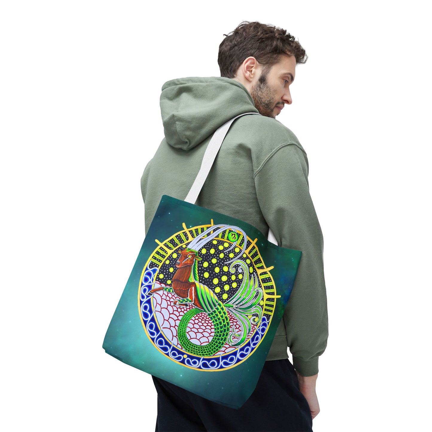 Capricorn Zodiac Tote Bag - Hand-Drawn Celestial Design (Non-AI)