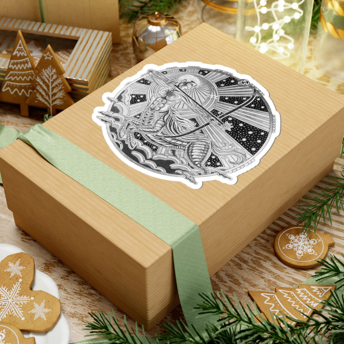 Sagittarius Zodiac Kiss-Cut Sticker - Hand-Drawn Celestial Design (Non-AI) Universal