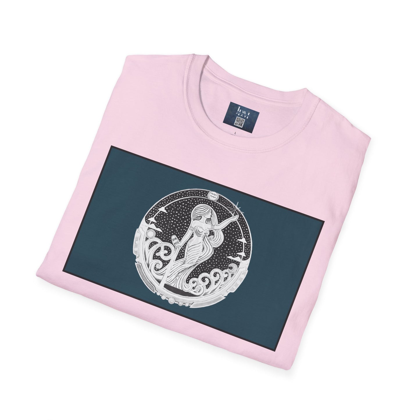 Aquarius Zodiac Crew Neck T-Shirt – Hand-Drawn Celestial Design (Non-AI) Universal