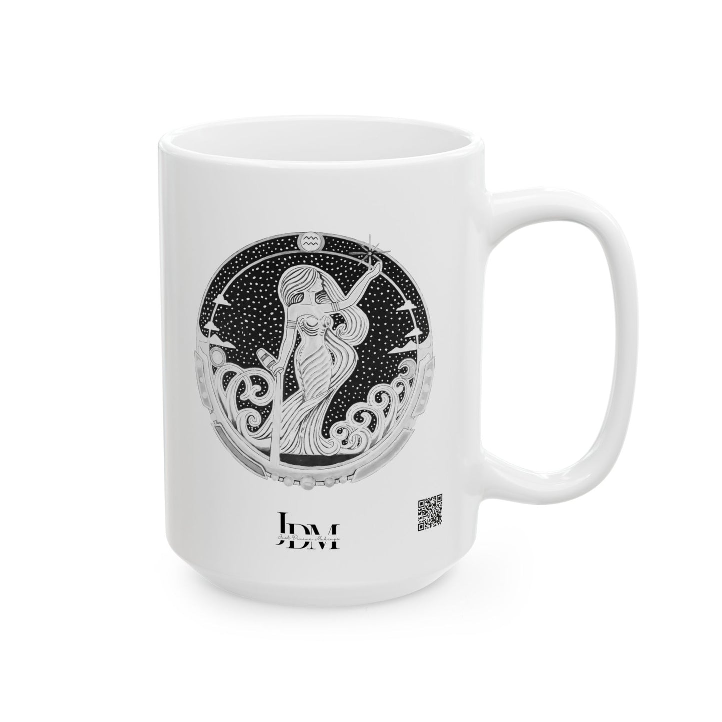 Aquarius Zodiac Mug – Hand-Drawn Celestial Design (Non-AI) Universal