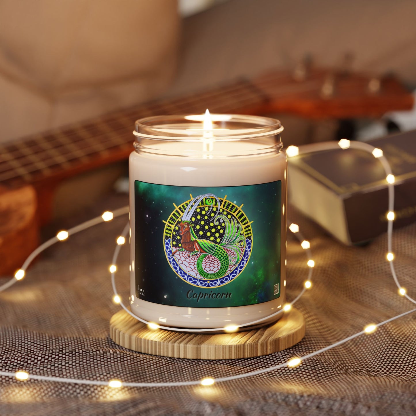 Capricorn Zodiac Soy Candle – Hand-Drawn Celestial Design (Non-AI)