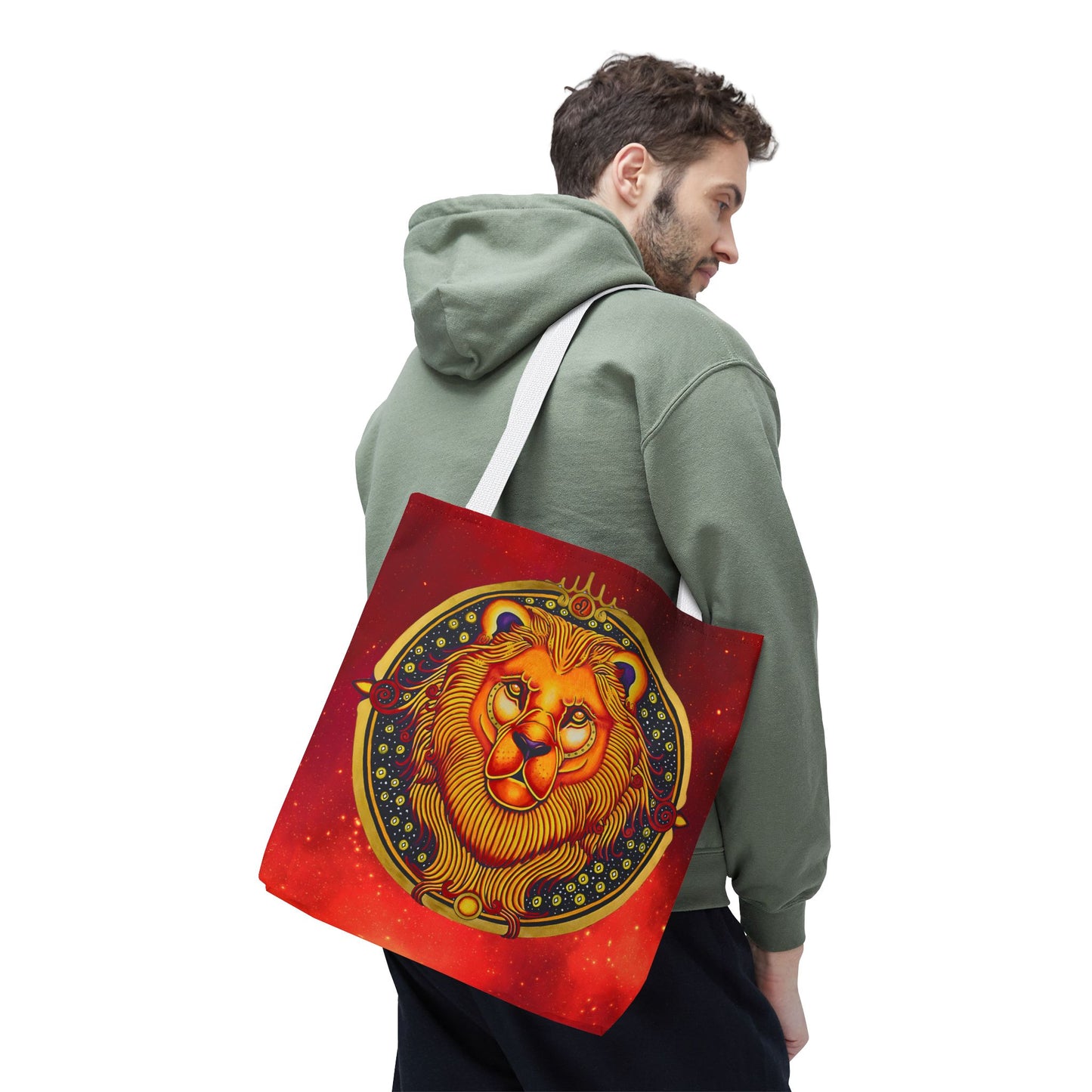 Leo Zodiac Tote Bag - Hand-Drawn Celestial Design (Non-AI)