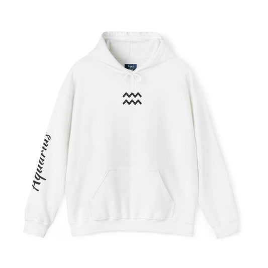 Aquarius Zodiac Hoodie – Hand-Drawn Celestial Design (Non-AI)