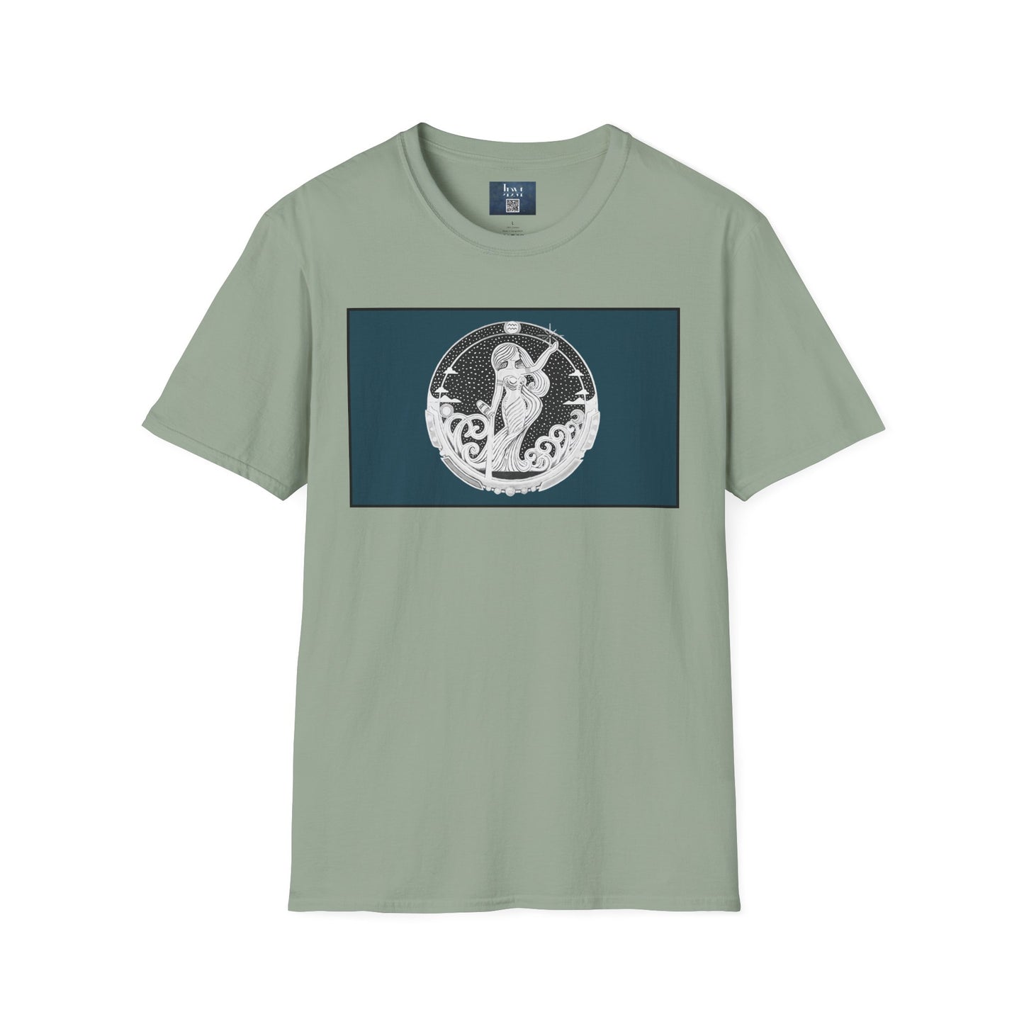 Aquarius Zodiac Crew Neck T-Shirt – Hand-Drawn Celestial Design (Non-AI) Universal