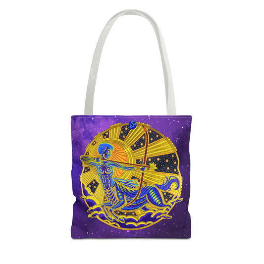 Sagittarius Zodiac Tote Bag – Hand-Drawn Celestial Design (Non-AI)