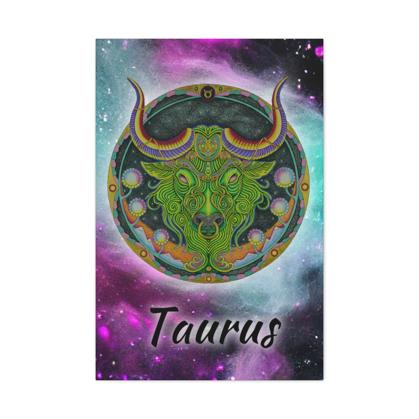 Taurus Zodiac Canvas Wall Art - Hand-Drawn Celestial Design (Non-AI)