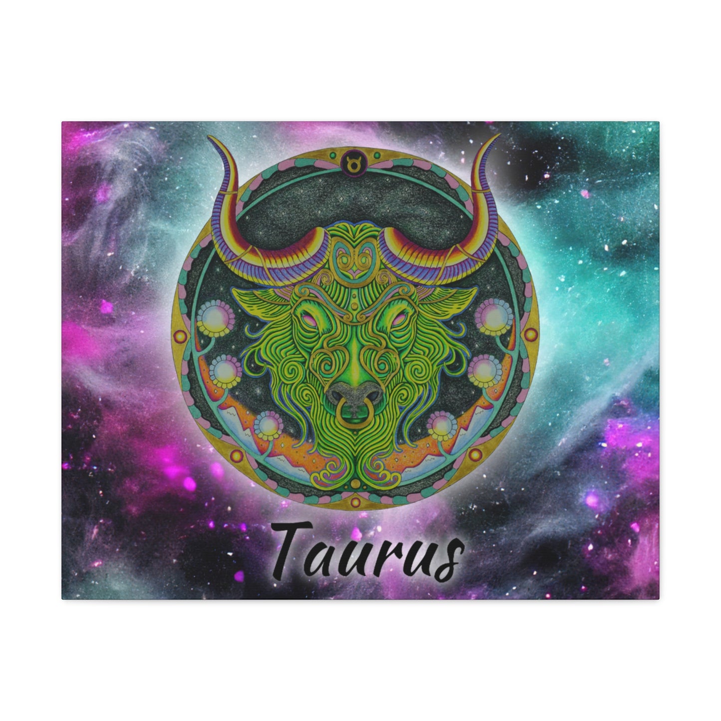 Taurus Zodiac Canvas Wall Art - Hand-Drawn Celestial Design (Non-AI)