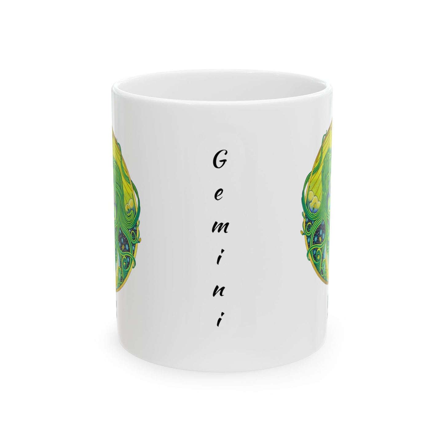 Gemini Zodiac Mug - Hand-Drawn Celestial Design (Non-AI)