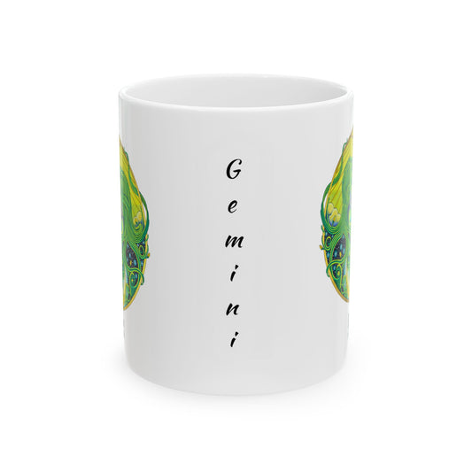 Gemini Zodiac Mug - Hand-Drawn Celestial Design (Non-AI)