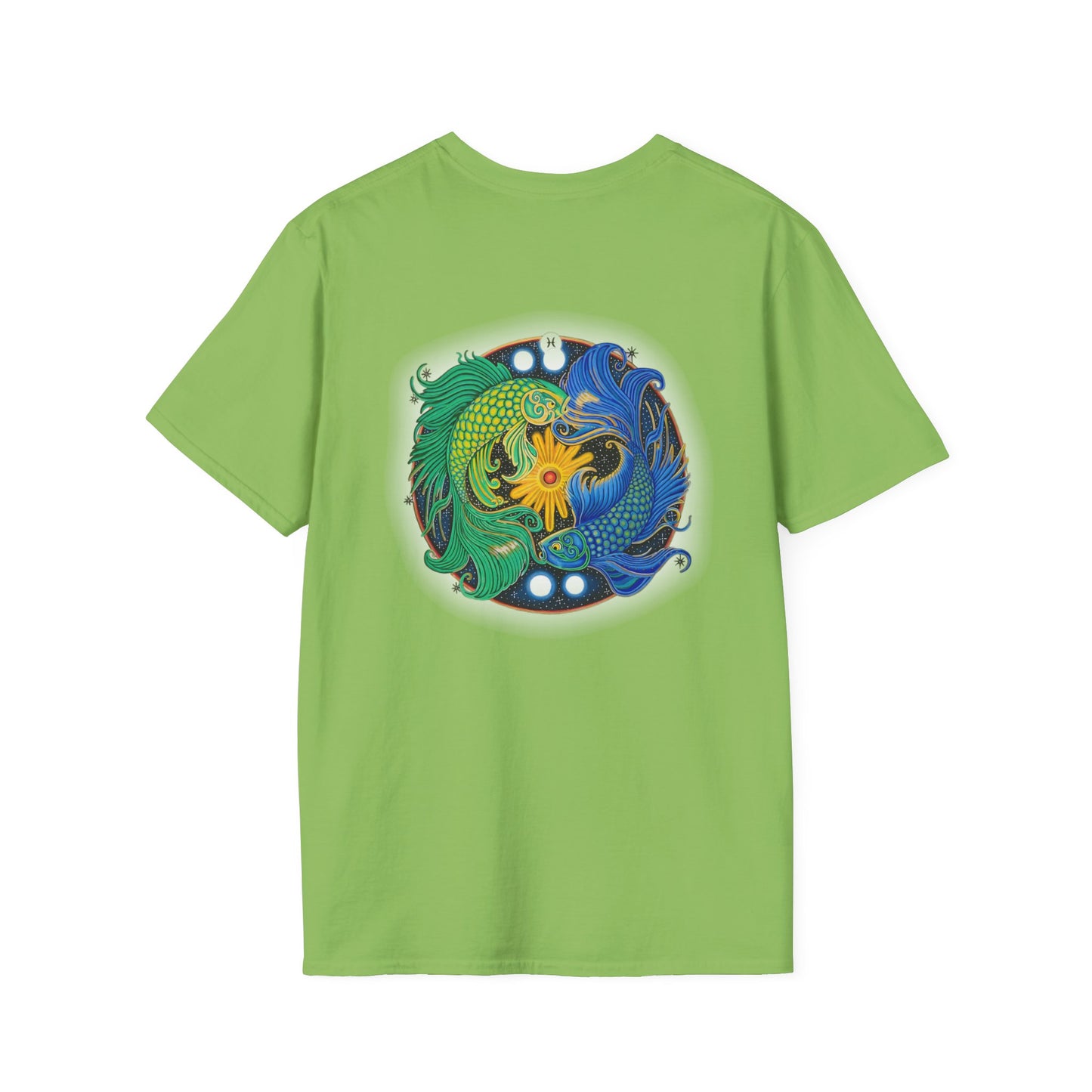 Pisces Zodiac SoftStyle T-Shirt - Hand-Drawn Celestial Design (Non-AI)