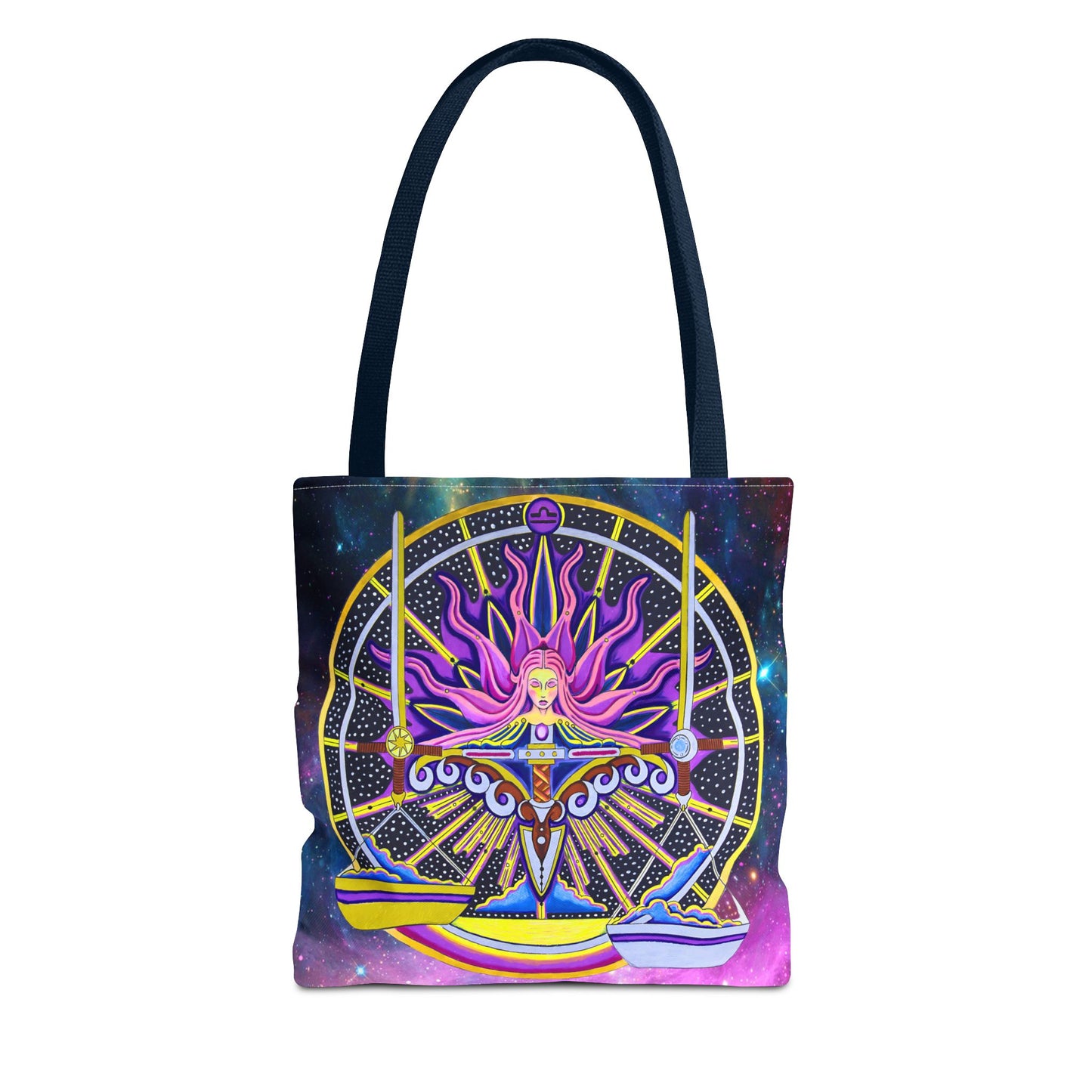 Libra Zodiac Tote Bag - Hand-Drawn Celestial Design (Non-AI)