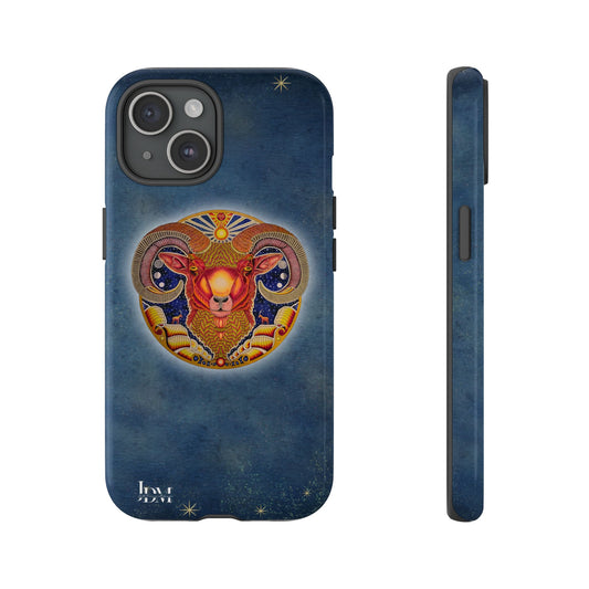 Aries Zodiac Phone Case - Hand-Drawn Celestial Design (Non-AI)