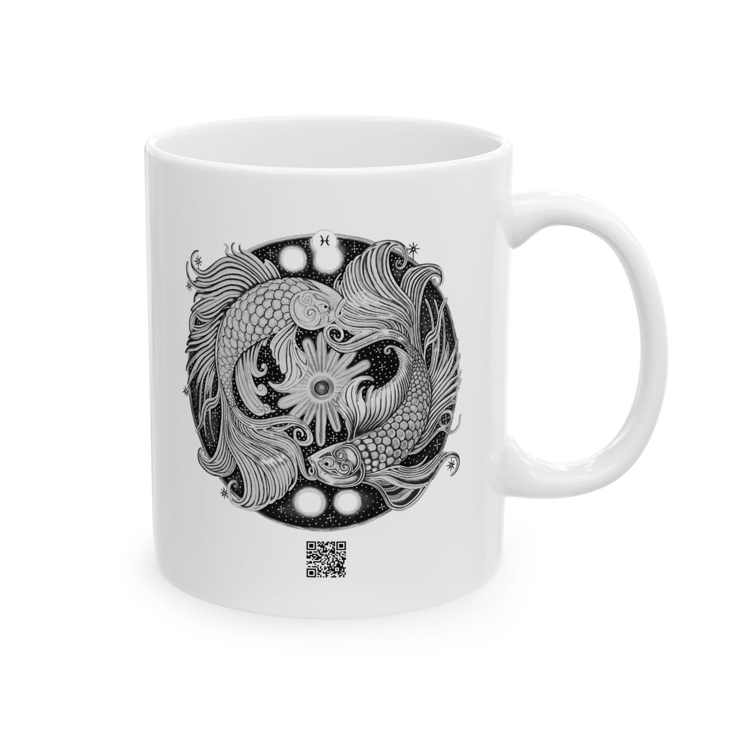 Pisces Zodiac Mug - Hand-Drawn Celestial Design (Non-AI) Universal