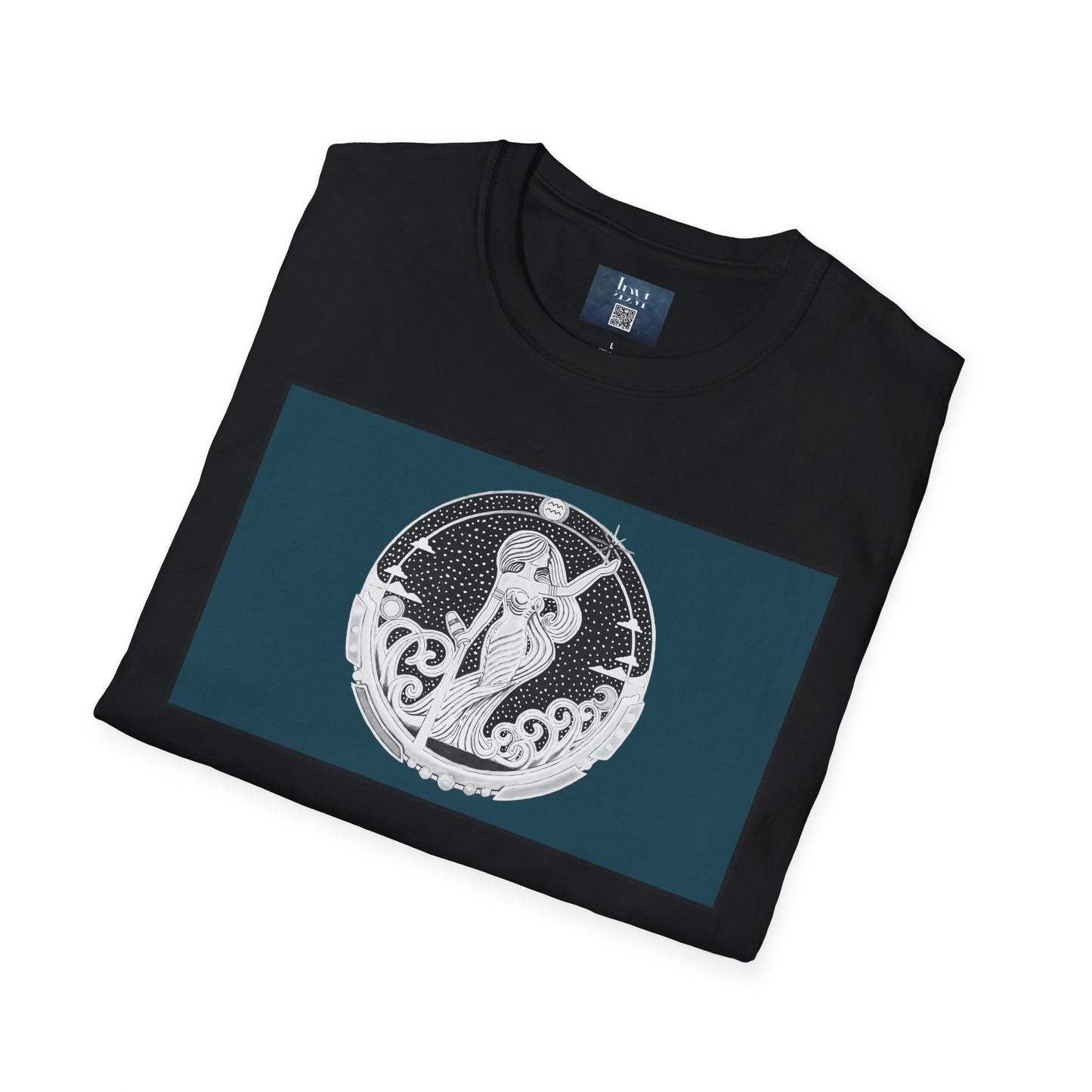 Aquarius Zodiac Crew Neck T-Shirt – Hand-Drawn Celestial Design (Non-AI) Universal