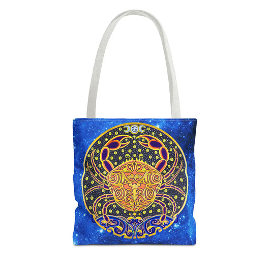 Cancer Zodiac Tote Bag - Hand-Drawn Celestial Design (Non-AI)