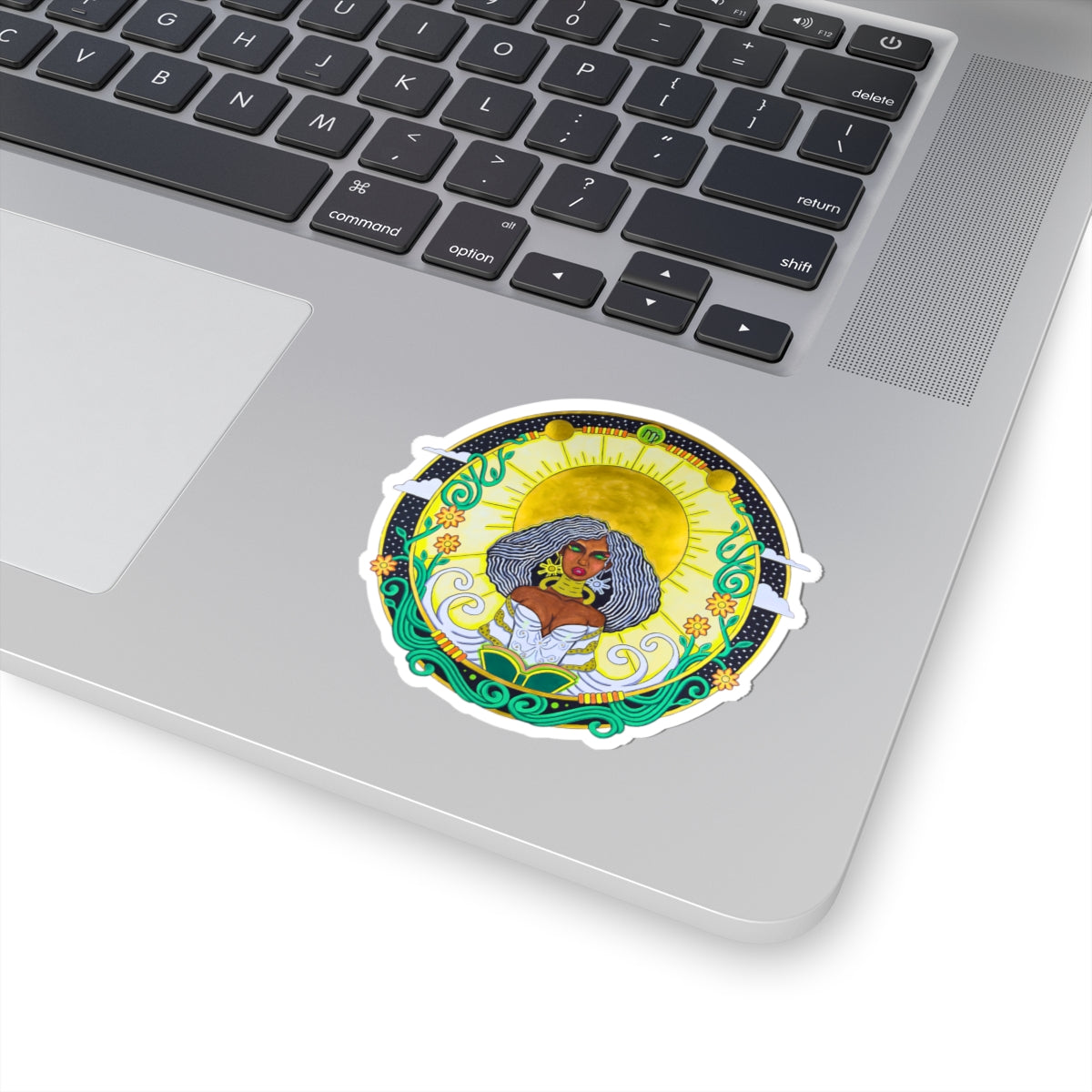 Virgo Kiss-Cut Sticker - Hand-Drawn Celestial Design (Non-AI)