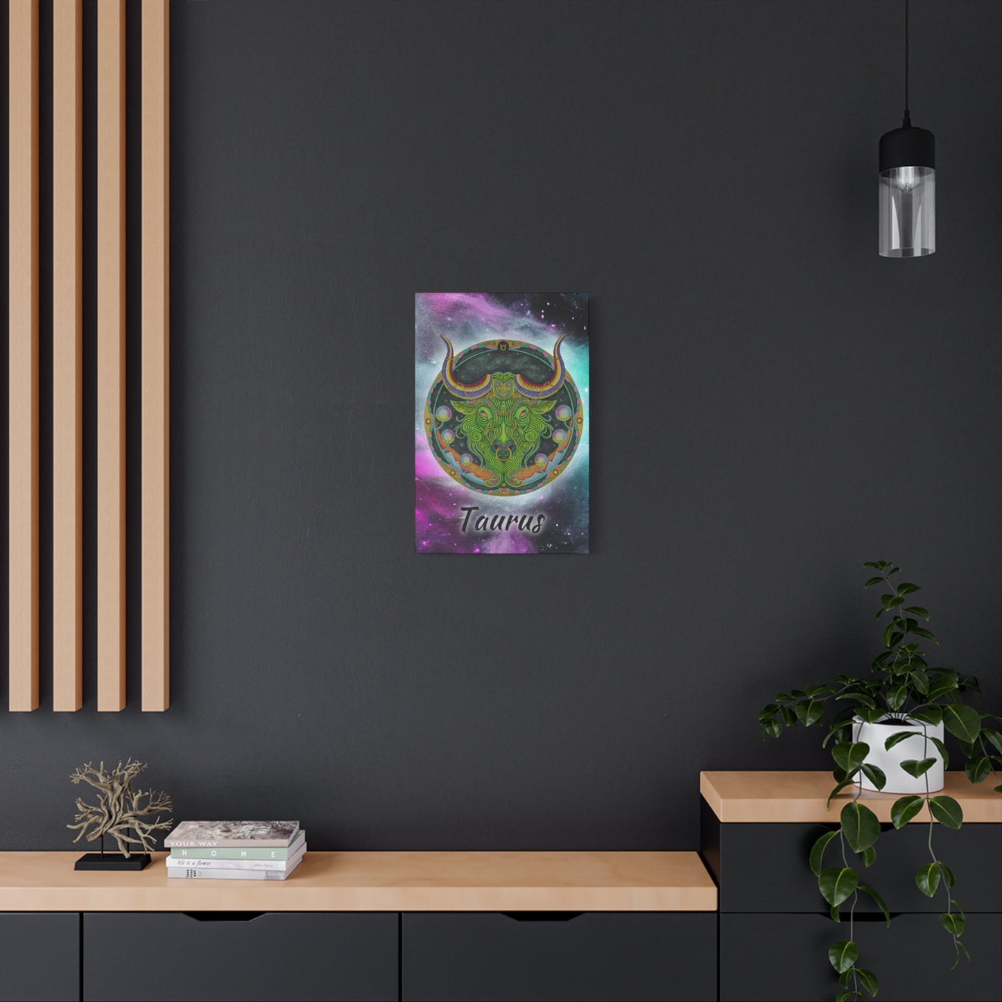 Taurus Zodiac Canvas Wall Art - Hand-Drawn Celestial Design (Non-AI)