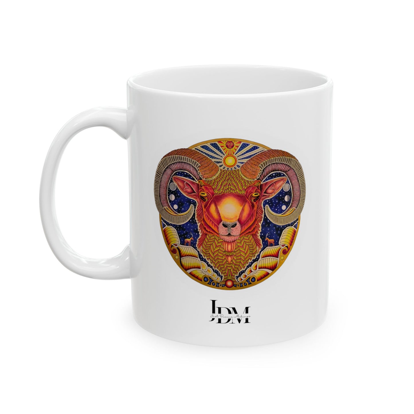 Aries Zodiac 11oz Mug - Hand-Drawn Celestial Design (Non-AI)