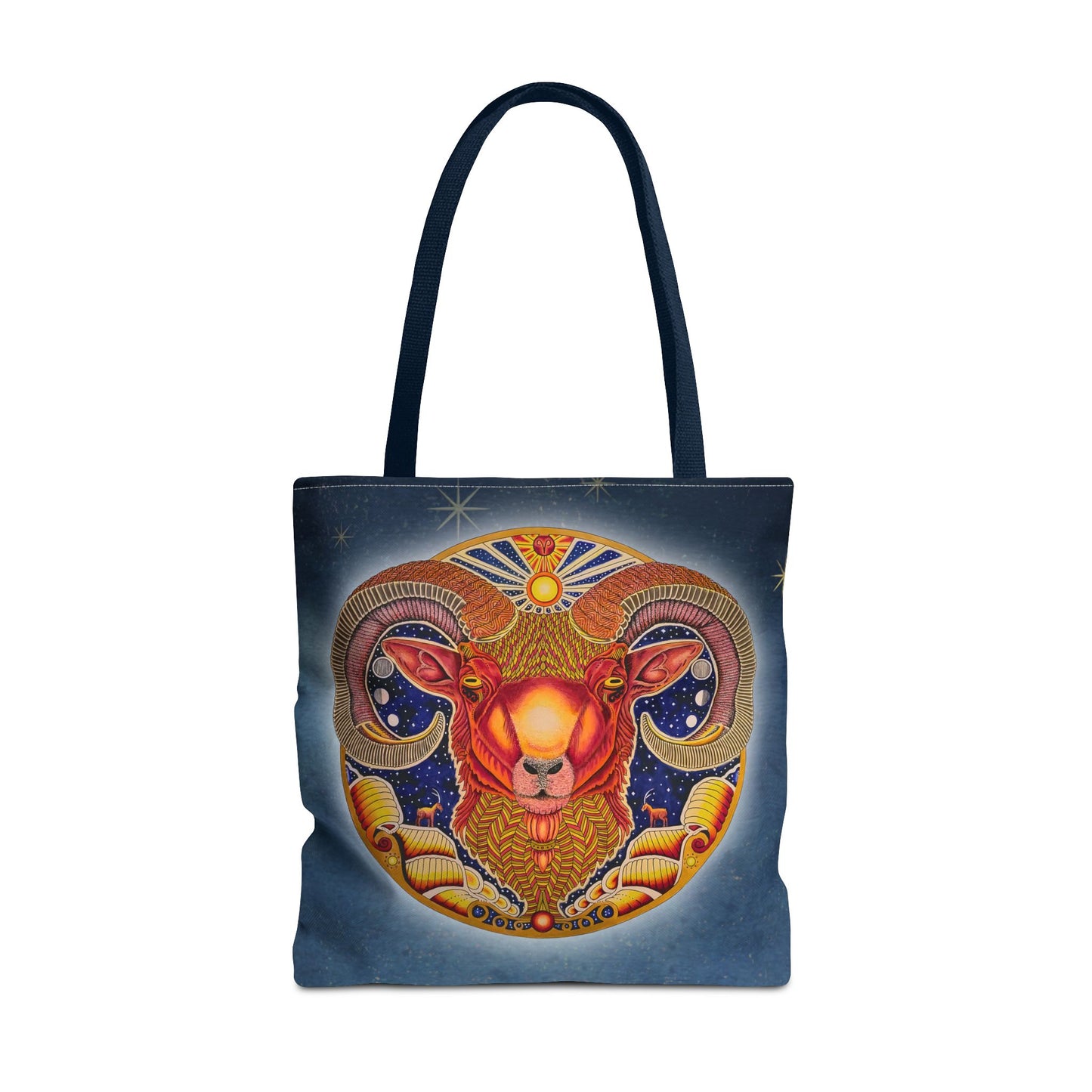 Aries Zodiac Tote Bag - Hand-Drawn Celestial Design (Non-AI)