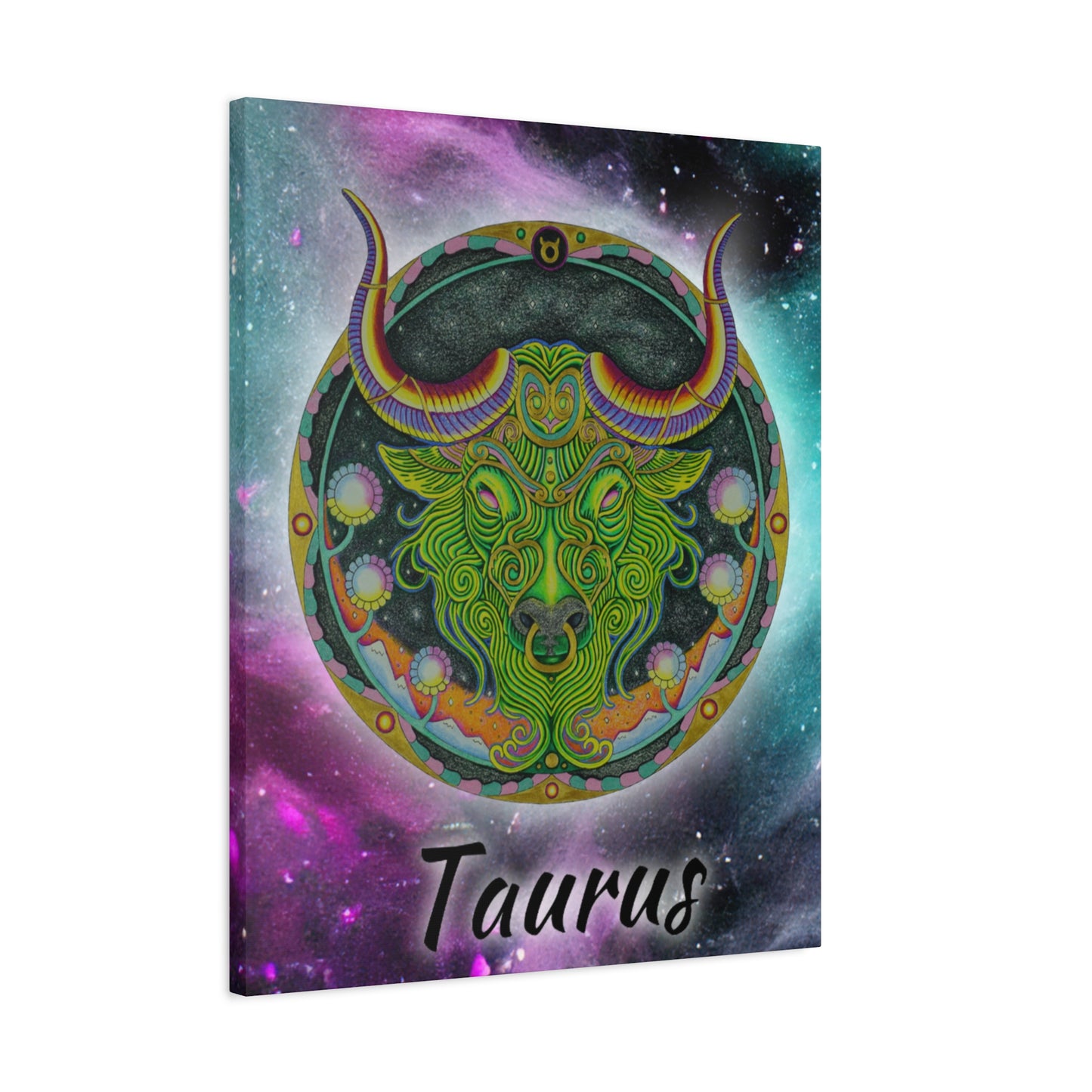 Taurus Zodiac Canvas Wall Art - Hand-Drawn Celestial Design (Non-AI)