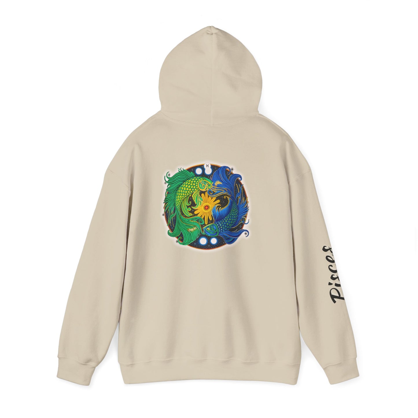 Pisces Zodiac Hoodie – Hand-Drawn Celestial Design (Non-AI)
