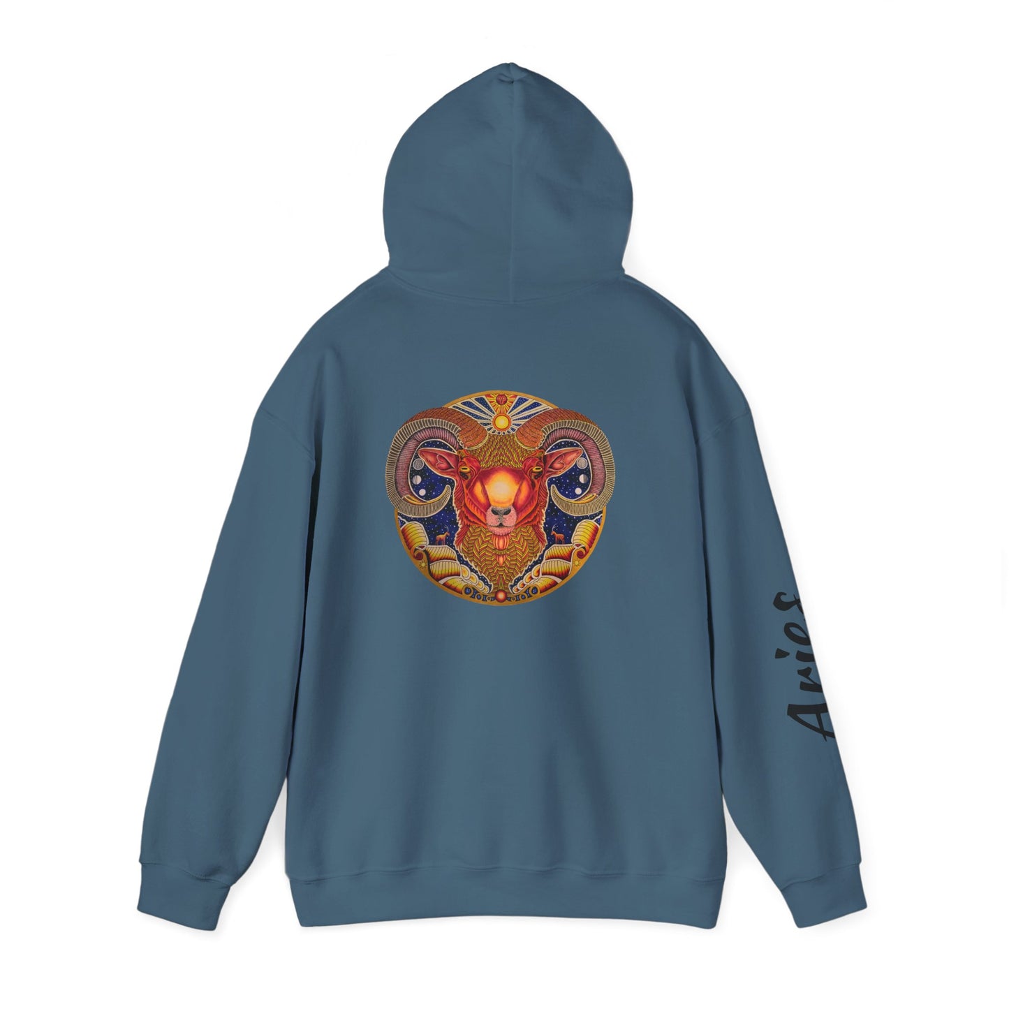 Aries Zodiac Hoodie - Hand-Drawn Celestial Design (Non-AI)