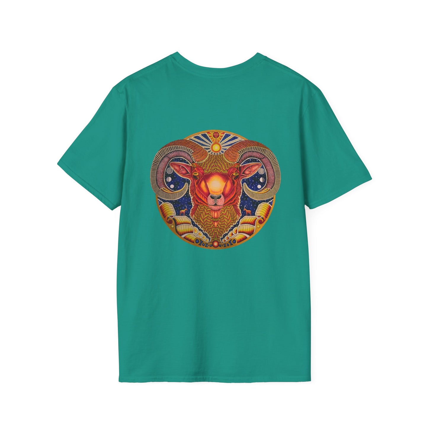 Aries Zodiac Softstyle T-Shirt - Hand-Drawn Celestial Design (Non-AI)