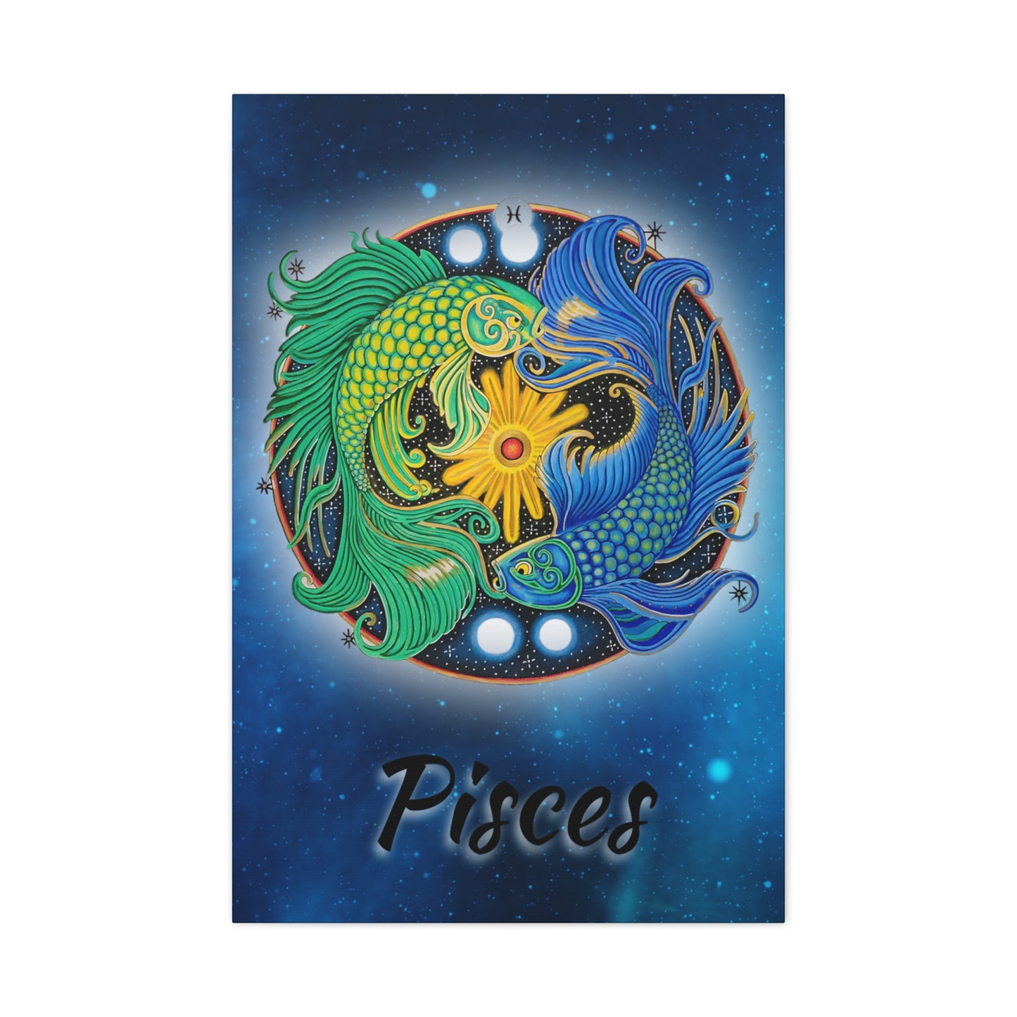 Pisces Zodiac Wall Art - Hand-Drawn Celestial Design (Non-AI)