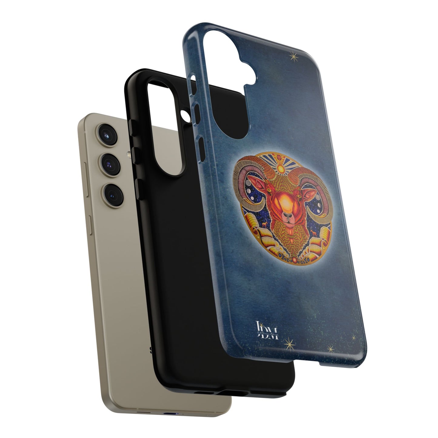 Aries Zodiac Phone Case - Hand-Drawn Celestial Design (Non-AI)