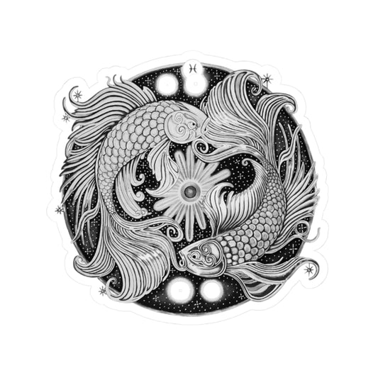 Pisces Zodiac Kiss-Cut Sticker - Hand-Drawn Celestial Design (Non-AI) Universal