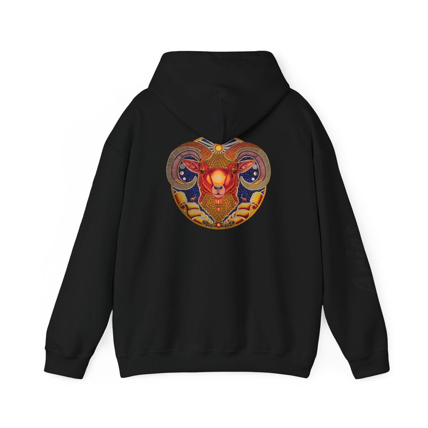 Aries Zodiac Hoodie - Hand-Drawn Celestial Design (Non-AI)