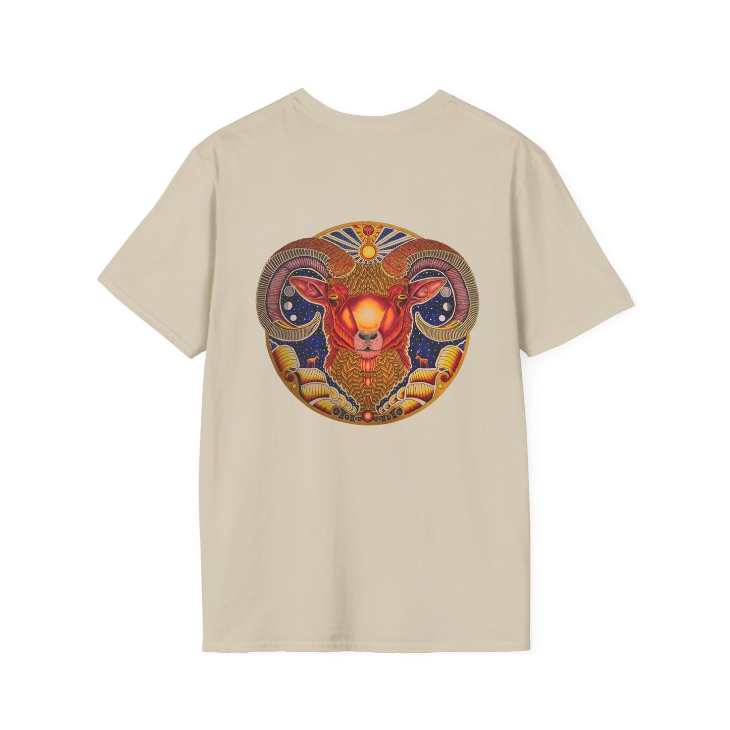 Aries Zodiac Softstyle T-Shirt - Hand-Drawn Celestial Design (Non-AI)