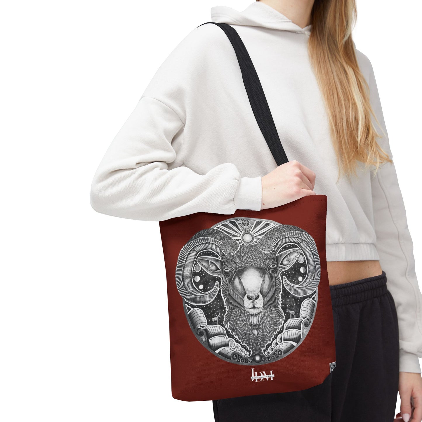 Aries Zodiac Tote Bag - Hand-Drawn Celestial Design (Non-AI) Universal