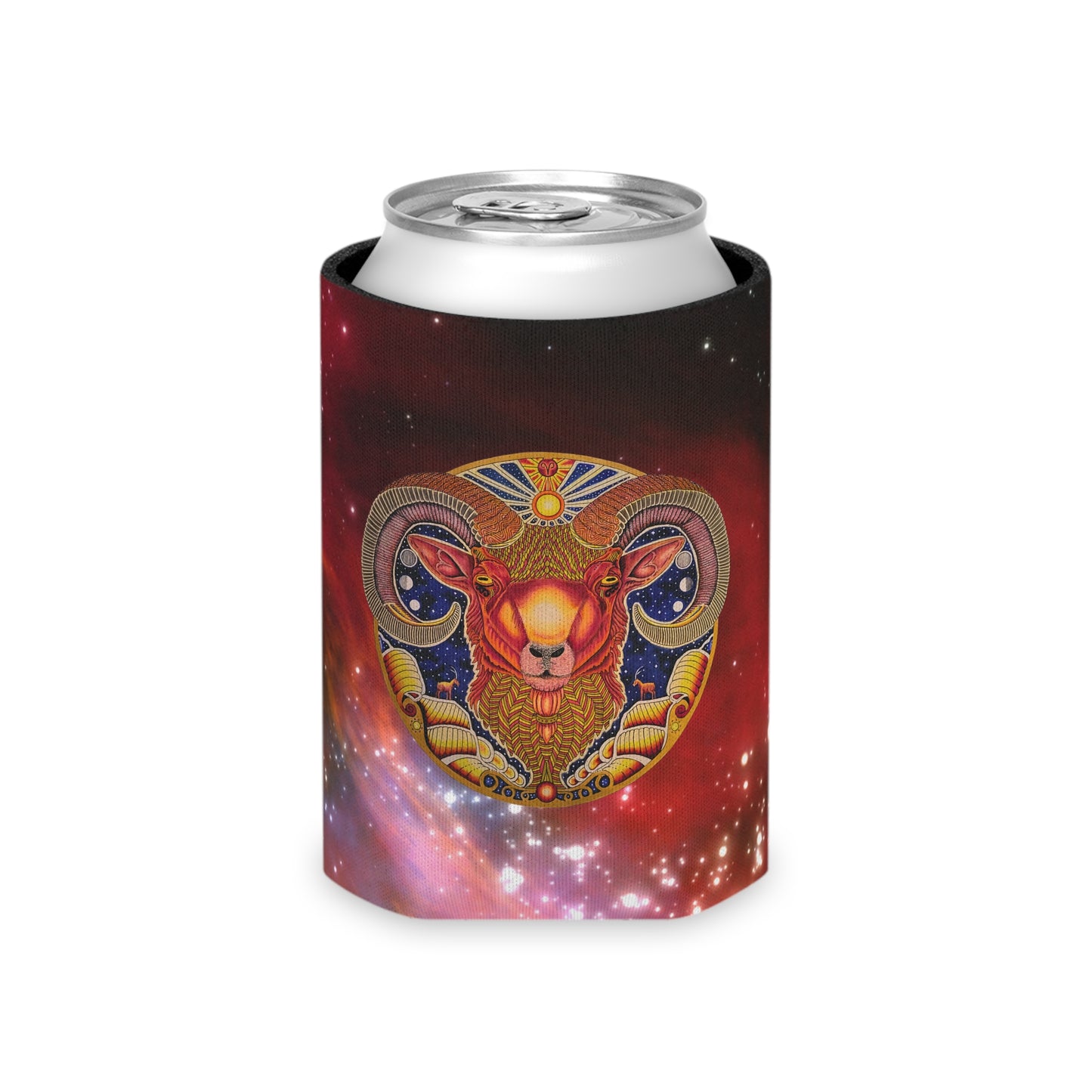Celestial Zodiac Ram Can Cooler – Perfect Gift for Astrology Lovers, Starry Space Theme, Birthday Party, Cosmic Celebration