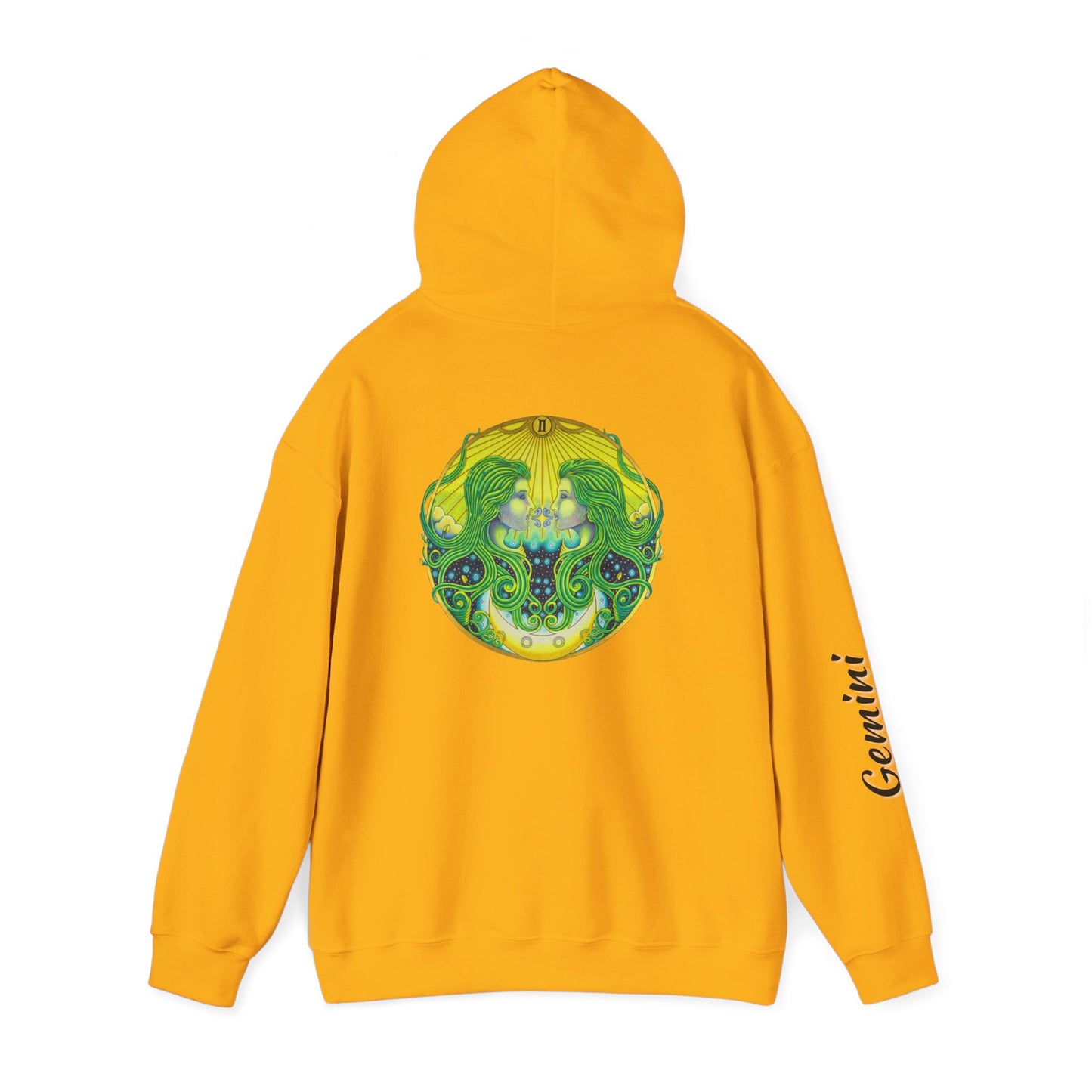Gemini Zodiac Hoodie - Hand-Drawn Celestial Design (Non-AI)