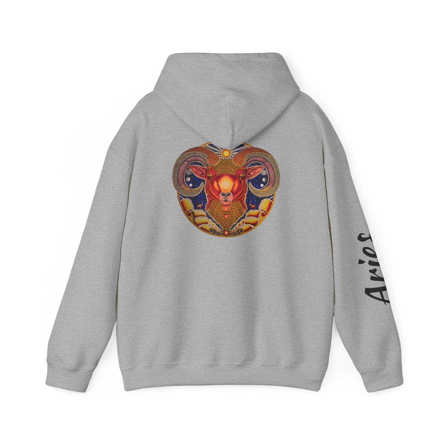 Aries Zodiac Hoodie - Hand-Drawn Celestial Design (Non-AI)