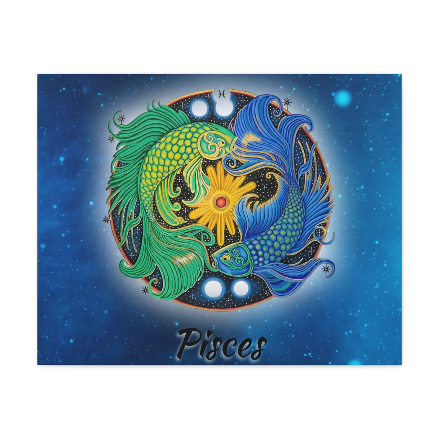 Pisces Zodiac Wall Art - Hand-Drawn Celestial Design (Non-AI)