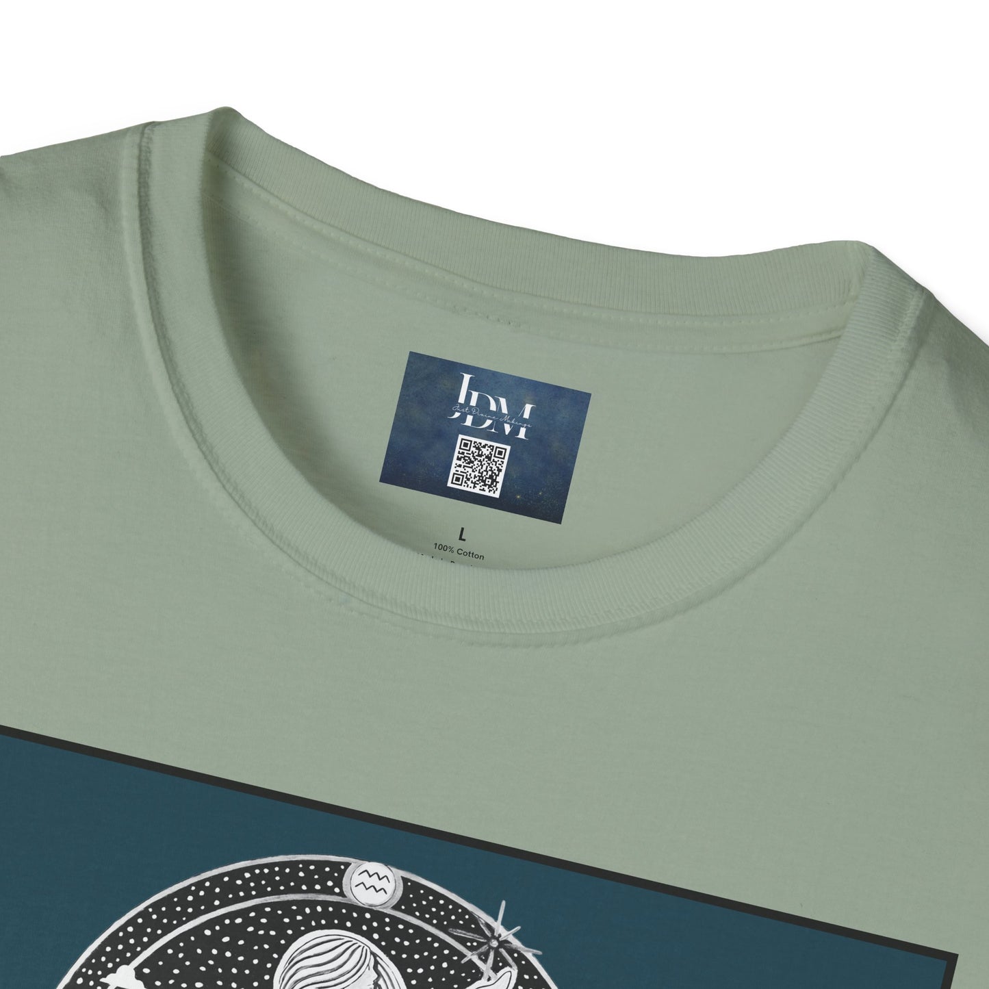 Aquarius Zodiac Crew Neck T-Shirt – Hand-Drawn Celestial Design (Non-AI) Universal