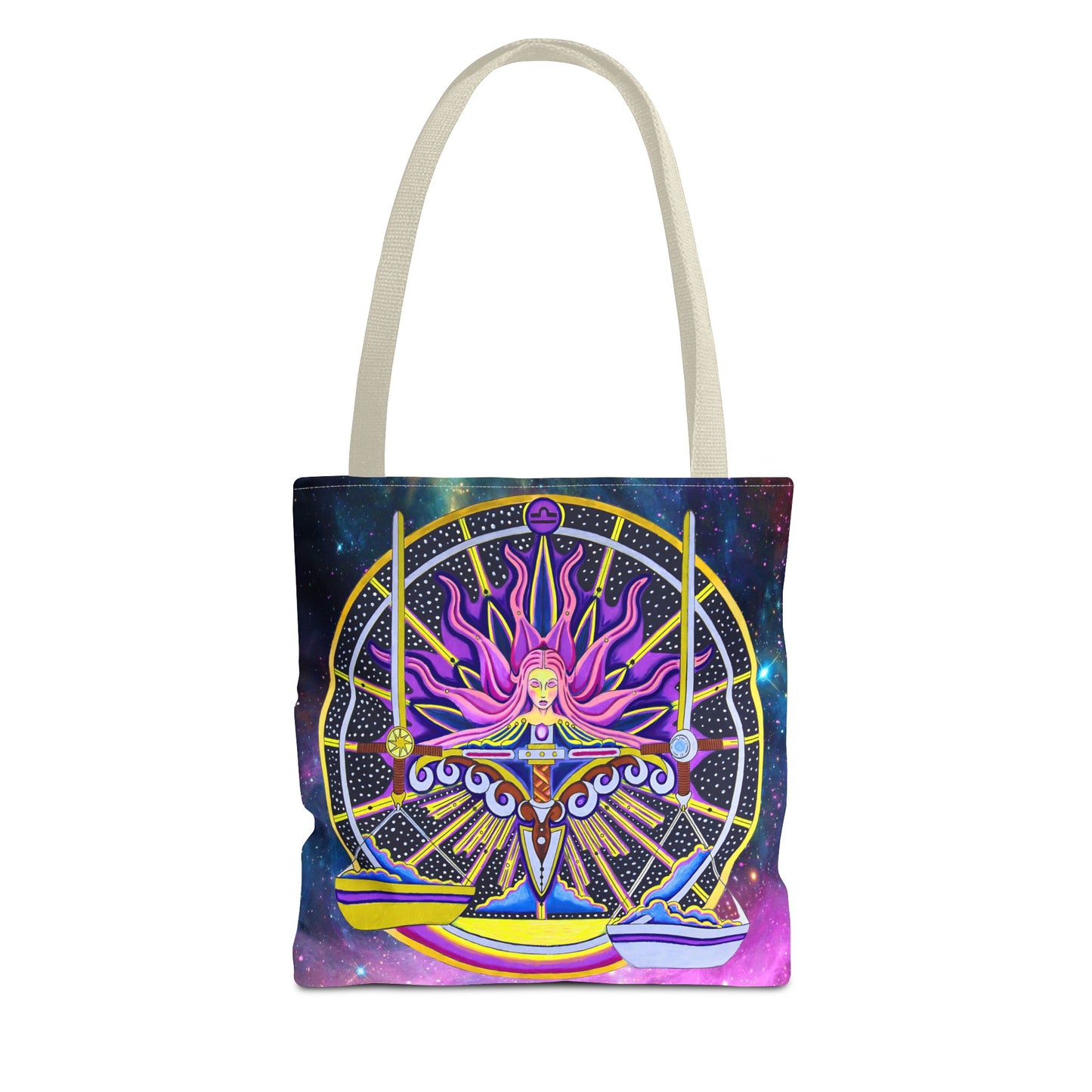 Libra Zodiac Tote Bag - Hand-Drawn Celestial Design (Non-AI)