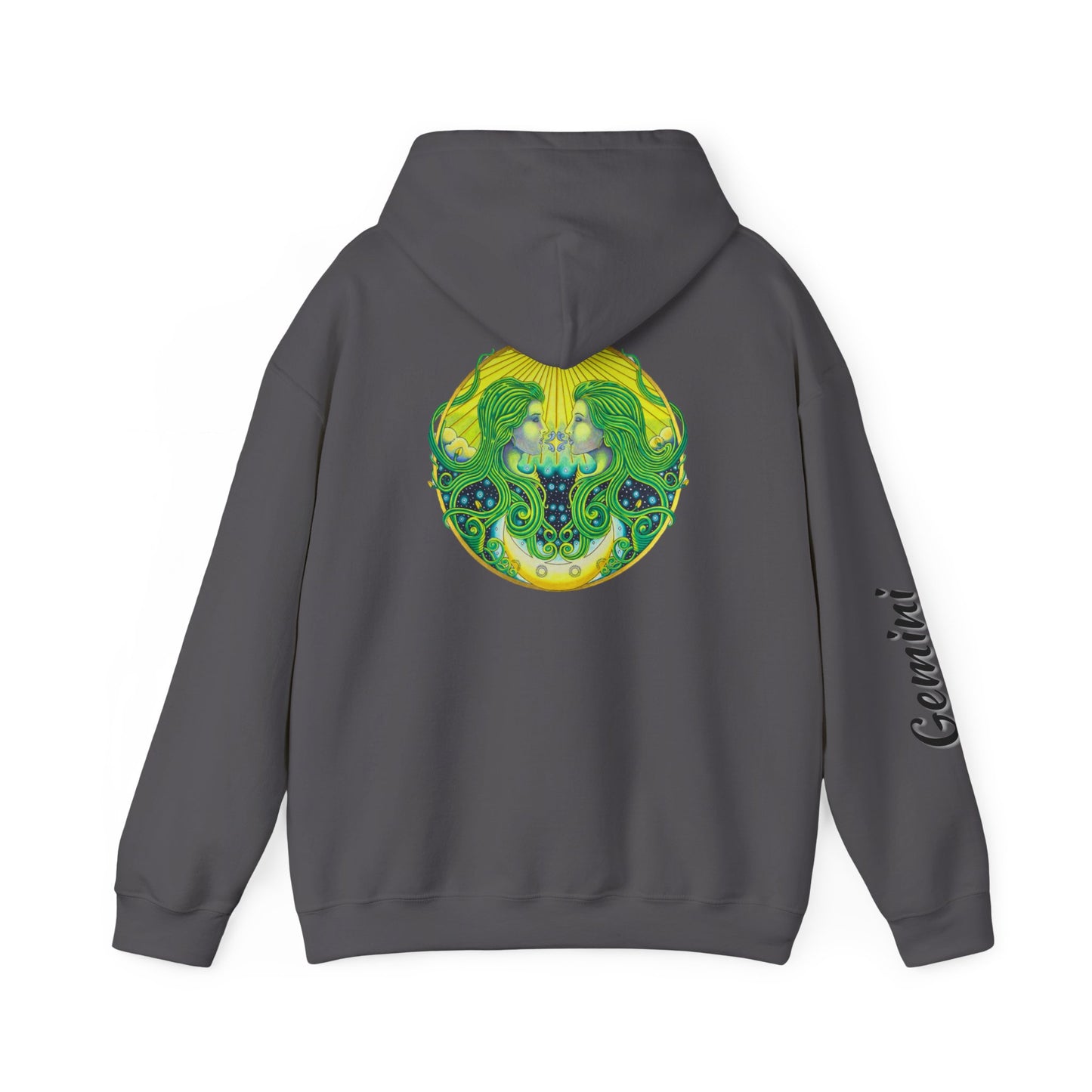 Gemini Zodiac Hoodie - Hand-Drawn Celestial Design (Non-AI)