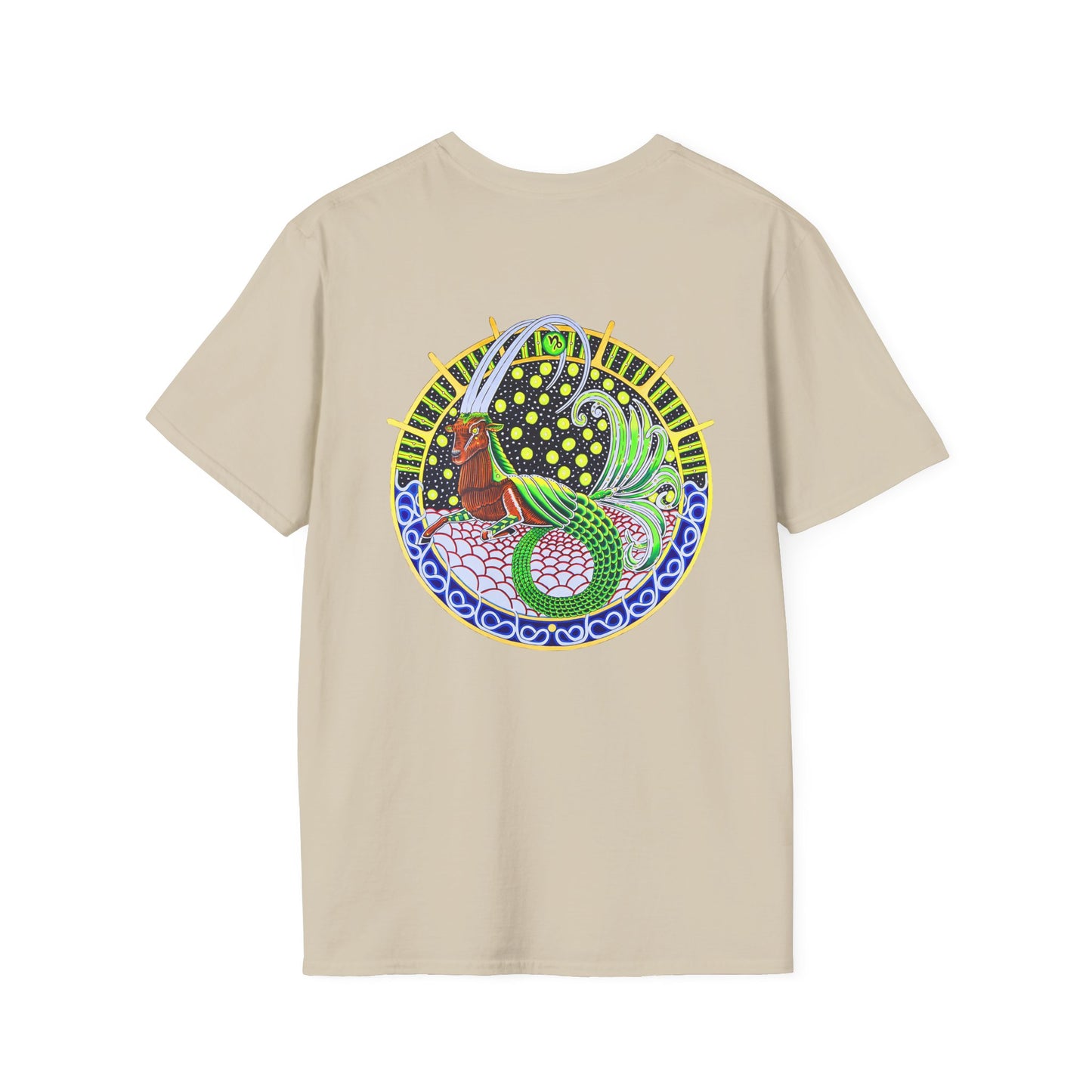 Capricorn Zodiac Crew Neck T-Shirt – Hand-Drawn Celestial Design (Non-AI)