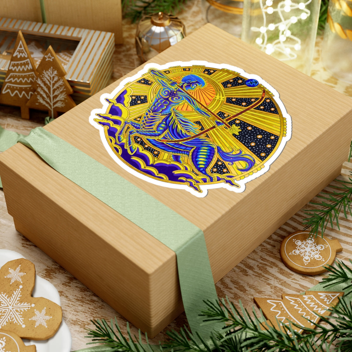 Sagittarius Zodiac Kiss-Cut Sticker - Hand-Drawn Celestial Design (Non-AI)